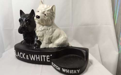 Vintage Black and White Scotch Whisky Dog Figure