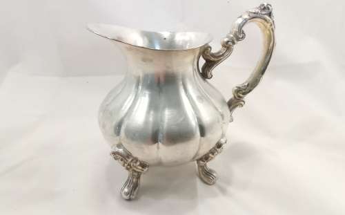 Magnificent & heavy silver plated teapot, milk and sugar