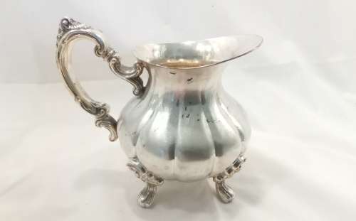 Magnificent & heavy silver plated teapot, milk and sugar