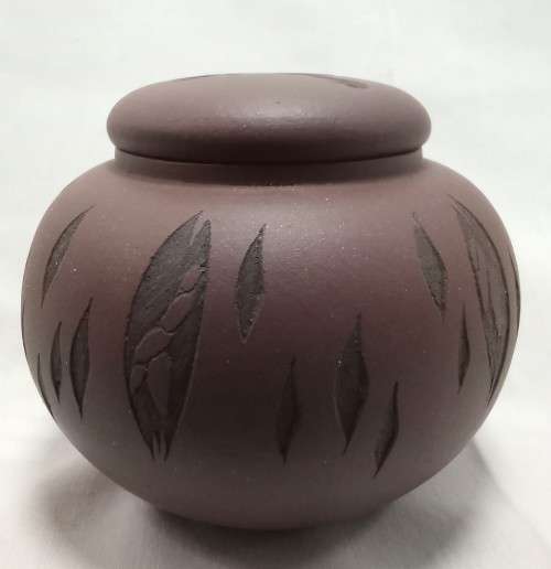 Stunning small vintage Purple clay Chinese Tea caddy