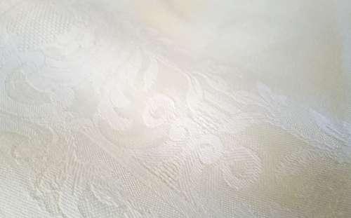 Vintage Damask tablecloth white on cream/light yellow