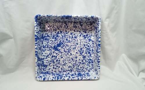 Lovely square enamel splatterware dish in excellent condition