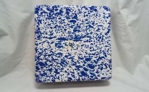 Lovely square enamel splatterware dish in excellent condition