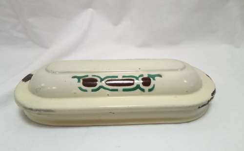 Beautiful Vintage Enamel bathroom set - unusual geometric design