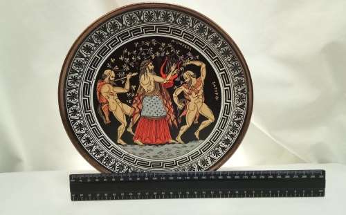 Vintage painted Copper plate 1 - Handmade in Greece