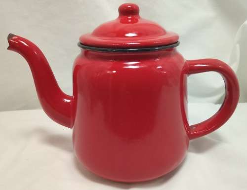 Vintage red enamel Teapot