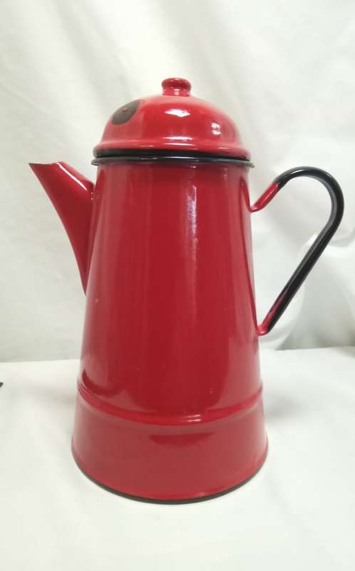 Lovely vintage red enamel Coffee Pot - Made in Poland