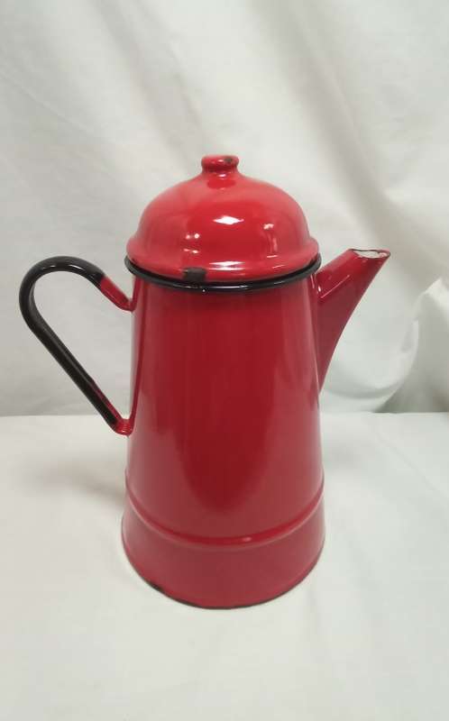 Lovely vintage red enamel Coffee Pot - Made in Poland