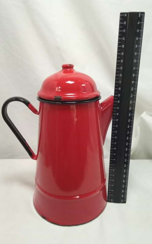 Lovely vintage red enamel Coffee Pot - Made in Poland