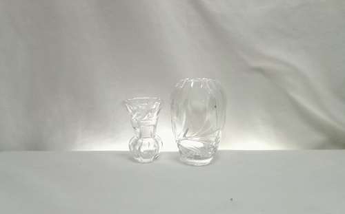 Two small crystal cut glass vases