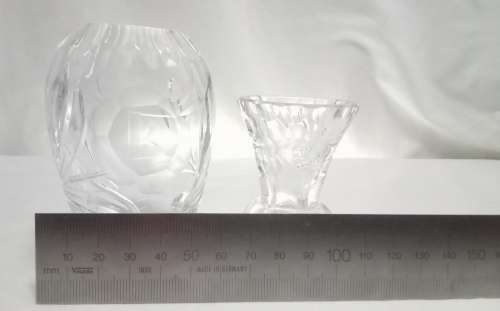 Two small crystal cut glass vases