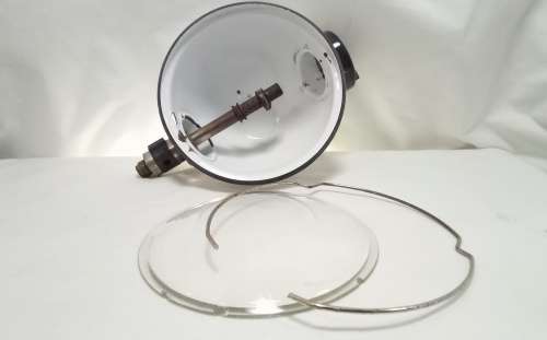 Vintage enamel Fisherman`s lamp light with Pyrex glass lens