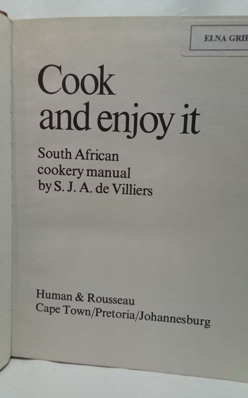 Cook & Enjoy b SJA de Villiers Sixth edition 1981