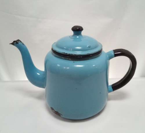 Vintage enamel kettle for display only