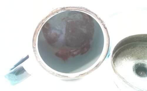 Vintage enamel kettle for display only