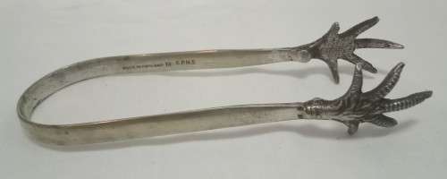 Very elegant vintage EPNS bird claw ice tong