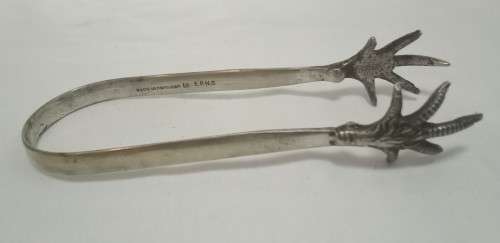 Very elegant vintage EPNS bird claw ice tong