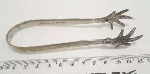 Very elegant vintage EPNS bird claw ice tong
