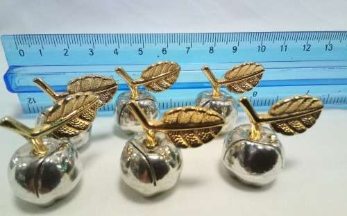 Stunning! Six Vintage Silver and Gold Apple Place Card Holder