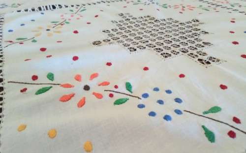 Lovely vintage hand embroidered table cloth