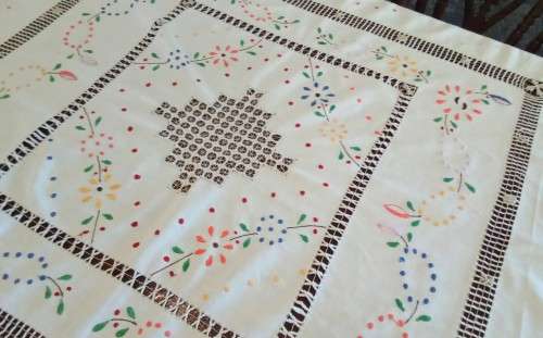 Lovely vintage hand embroidered table cloth