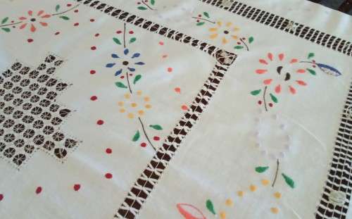 Lovely vintage hand embroidered table cloth