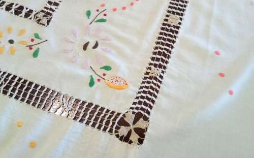 Lovely vintage hand embroidered table cloth