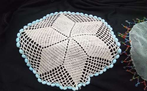 Two Vintage doilies with glass beads