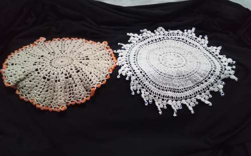 Two beautiful vintage doilies with glass beads