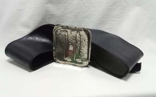 Stunning vintage wide leather belt with separate buckle - Black square buckle