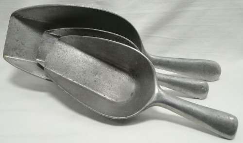 Three Vintage metal scoops
