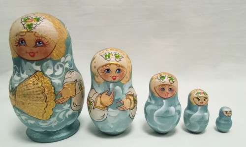 Turquoise Russian nesting dolls (Matryoshka)