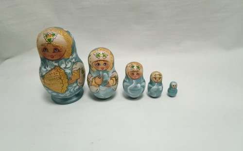 Turquoise Russian nesting dolls (Matryoshka)
