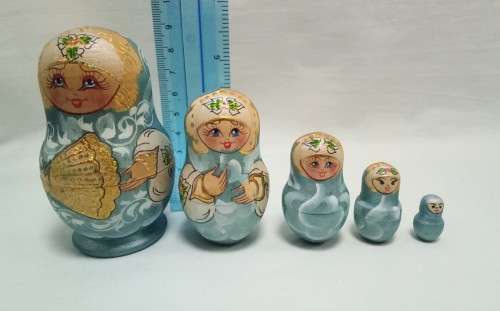 Turquoise Russian nesting dolls (Matryoshka)
