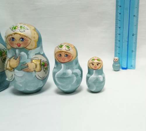 Turquoise Russian nesting dolls (Matryoshka)