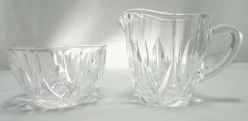 Gorgeous vintage lead glass Milk and Sugar set in perfect condition