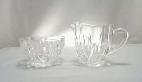 Gorgeous vintage lead glass Milk and Sugar set in perfect condition