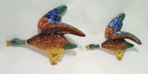 Two Vintage flying mallard ducks - no maker`s mark