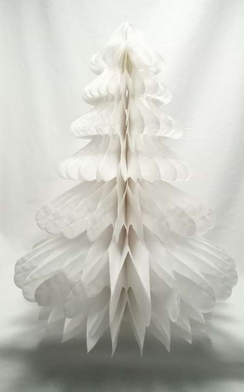 Large paper fold up Christmas tree - White