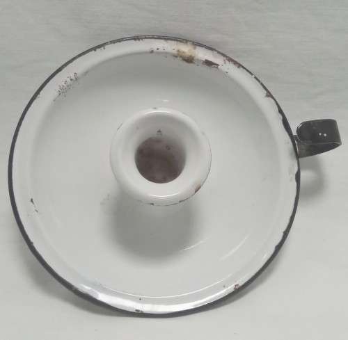 Vintage white enamel candle holder