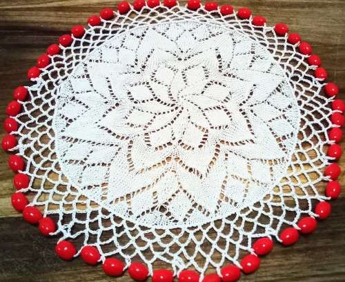 Exquisite vintage doilie with glass beads