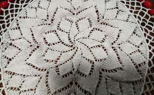 Exquisite vintage doilie with glass beads