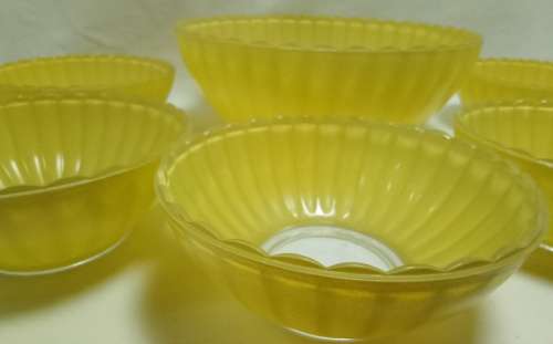 What a find! Full Vintage glass dessert set in excellent condition!