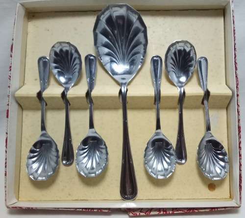 Vintage Chromium plate Sheffield England dessert spoon set