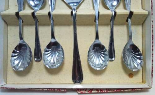 Vintage Chromium plate Sheffield England dessert spoon set