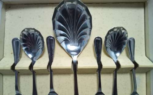 Vintage Chromium plate Sheffield England dessert spoon set