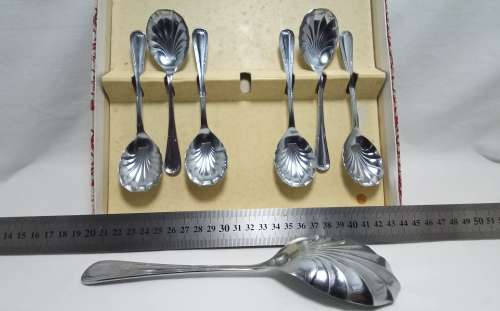 Vintage Chromium plate Sheffield England dessert spoon set
