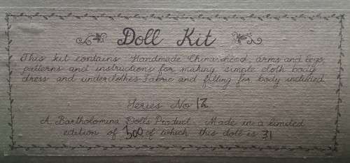 Bartholomina porcelain doll kit, Doll 12