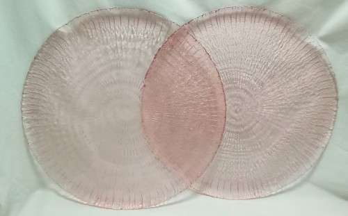 Two Pink glass platters