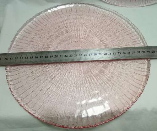 Two Pink glass platters